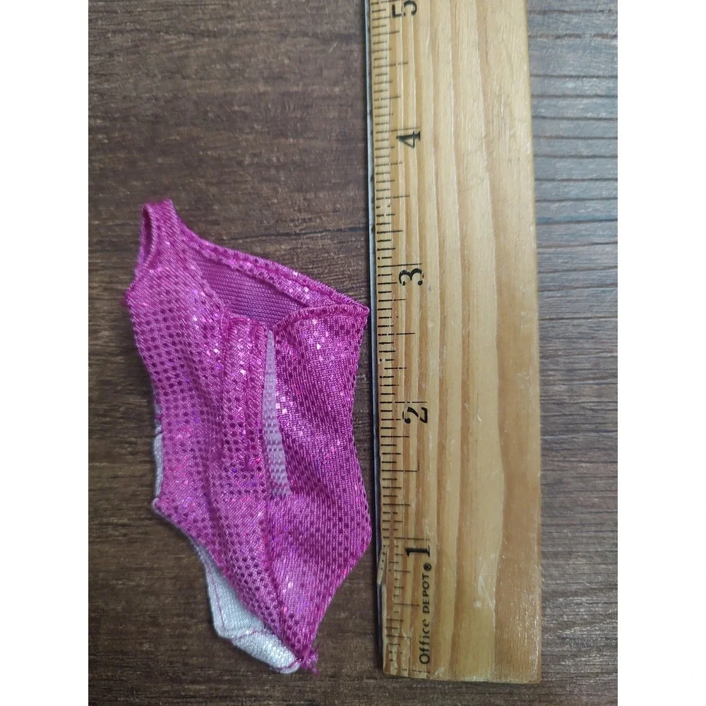 1990s Mattel Barbie Fashionistas Metallic Pink Purple One-Piece Swimsuit Z30